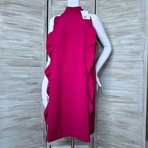 Ted Baker Torriya deep pink halter neck ruffle tunic dress Ted 4 = US 12 NWT